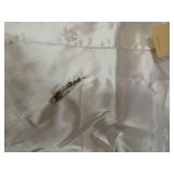 Ekouaer Womens Satin Pajamas Set Button Down Silk 2 Piece Pj Sets Ruffled Short Sleeve Sleepwear, White, M (Top Has Damage)