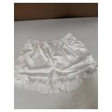 Ekouaer Womens Satin Pajamas Set Button Down Silk 2 Piece Pj Sets Ruffled Short Sleeve Sleepwear, White, M (Top Has Damage)