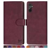 SUANPOT for Samsung Galaxy A13 5G Wallet case with RFID Blocking Credit Card Holder,Flip Book PU Leather Protective Cover Women Men for Samsung A13 Phone case(Wine Red)