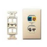 Leviton QuickPort Quad 106 Flush Mount - Organizer panel - ivory - 4 ports