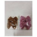 Sequin Bow Barrettes 2 Pink 2 Gold