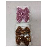 Sequin Bow Barrettes 2 Pink 2 Gold