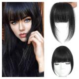 Clip In Bangs 100% Human Hair Bangs Clip In Hair Extensions Clip On Bangs French Natural Black Clip In Bangs Real Human Hair Fake Bangs For Natural Hair