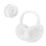 Duxesuk Fluffy Warmers Headband Winter, Foldable Fluffy Earmuffs with Headband, Warm Ear Muffs for Women and Men (White)