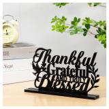 Geetery Inspirational Table Art Wooden Sign Inspirational Home Decoration Motivational Table Centerpieces for Home Kitchen Office Faith Gifts(Thankful)
