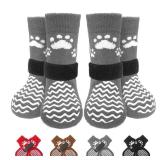Anti Slip Dog Socks with Grippers for Hardwood Floors, Dog Shoes for Hot/Cold Pavement, Boots & Paws Protectors to Prevent Licking, Traction Booties for Senior Small Large Dogs