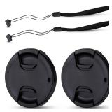 JJC 2-Pack 49mm Front Lens Cap Cover with Cap Keeper for Canon EF 50mm f1.8(Not for EF 50mm f1.4 or f1.2L Lens), EF-M 15-45mm f3.5-6.3, Sony E 55-210mm f4.5-6.3, E 50mm f1.8 & More 49mm Thread Lenses