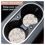 Oppsviust Car Cup Holder Coaster, Car Coasters for Cup Holders, 2PCS Universal Anti Slip Car Assecories, 2.75in Cute Car Coasters with A Finger Notch, Rubber Car Cup Mat for Women Wen(Gingko Flowers)