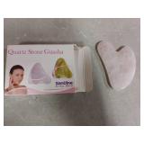 Guasha Scraping Massage Tool Rose Quartz Gua Sha Board - Traditional Scraper Tool for Anti-Aging - 100% Natural Pink Quartz Stone Guasha - Gasha Massage Stones by Sandine