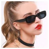 YQVIE 20 Pack Wholesale Black Rectangle Sunglasses for Men Women in Bulk 70s Retro Cheap Small Glasses for Party Supplies (20Black)