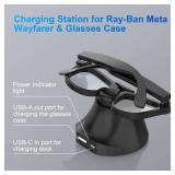RCstyle HiBloks Magnetic Charging Station for Ray-Ban Meta Wayfarer/Skyler Smart Glasses (RW4006/RW4008/RW4010), Fast Charging Dock with LED Indicator, Compatible with Glasses Case