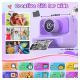 Kids Camera Instant Print, Christmas Birthday Gifts for Girls and Boys, 1080P HD Video Digital Kids Camera with 32G Card, Toddler Camera for 3-12 Years Old, Purple