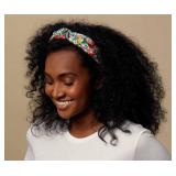 RIFLE PAPER CO. Garden Party Knotted Headband, Bright Floral Pattern, Design Printed Fabric Over Structured Full Polyester on Durable Plastic Band, 1 Count