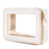 Aveniee Clear Makeup Bag Organizer, Travel Toiletry Bag Cosmetic Case for Women, Portable Make Up Skincare Pouch Car Organizer Bag with Zippers for Essentials,White
