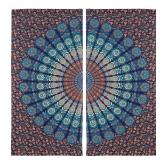 Bless International Beautiful Indian Bohemian Psychedelic Hippie Peacock Mandala Window Curtain Panels for Bedroom, Living, Balcony (Blue Green (25x74 Inches)(63.5x188 Cms))