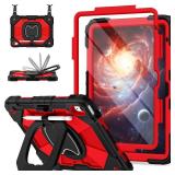 Scnioy Case for iPad 10th Generation 10.9 Inch (2022), iPad (A16) 11th Generation 11 Inch (2025), Rugged i Pad Case 10th Gen with 360Â°Rotating Stand Screen Protector Pen Holder Shoulder Strap, Red