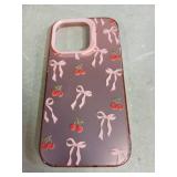 ZTOFERA for iPhone 14 Pro Case,Cute Pink Ribbon Bow Tie Planet Star Floral Aesthetic Phone Case,Trendy Slim Hard IMD Shockproof Protective Bumper Phone Cover for Women Girls,Cherry