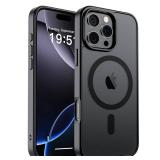 SUPFINE Magnetic for iPhone 16 Pro Case (Compatible with MagSafe) (Military Grade Drop Protection) Translucent Matte Shockproof with Anti-Fingerprint Phone Cover,Black