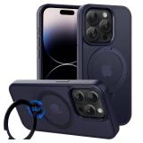 CACOE Magnetic Case for iPhone 14 Pro 6.1 inch with 360 Rotatable Ring Stand, Compatible with MagSafe Car Phone Mount, Cases Cover Phone Holder for Desk Meeting/Videos Dark Blue
