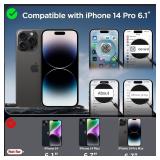 CACOE Magnetic Case for iPhone 14 Pro 6.1 inch with 360 Rotatable Ring Stand, Compatible with MagSafe Car Phone Mount, Cases Cover Phone Holder for Desk Meeting/Videos Dark Blue