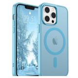 SUPFINE Magnetic for iPhone 13 Pro Case (Compatible with MagSafe) (Military Grade Drop Protection) Slim Translucent Matte Shockproof with Anti-Fingerprint Phone Case,Light Blue