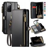 Defencase Compatible with Samsung Galaxy S20 FE 5G Case Wallet with RFID Blocking Card Holder for Women Men, PU Leather Magnetic Snap Flip Zipper Strap Wallet Phone Case Fit for Galaxy S20 FE, Black