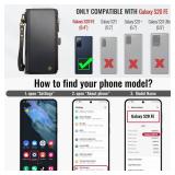 Defencase Compatible with Samsung Galaxy S20 FE 5G Case Wallet with RFID Blocking Card Holder for Women Men, PU Leather Magnetic Snap Flip Zipper Strap Wallet Phone Case Fit for Galaxy S20 FE, Black