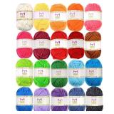 20 Acrylic Yarn Skeins - 438 Yards Multicolored Yarn in Total Great Crochet and Knitting Starter Kit for Colorful Craft Assorted Colors