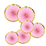 Craftopia Paper Fans - Pink & Gold - Set of 6 3D Hanging Fans for Birthday, Colorful Baby Shower, or Classroom Bulletin Decorations - Paper Garlands, 15.7x7.8x11.8 inches