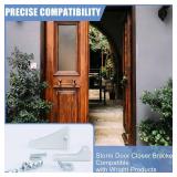 Screen Door Closer Kit, Storm Door Replacement Parts Compatible with Wright Products Screen Door Stopper Parts with Brackets, Pins and Mounting Screws (White)