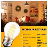 BlueStars G45 E26 Edison LED Filament Globe Bulb 120V 5W (60 Watt Equivalent), 2700K Warm White Light 550lm Non-Dimmable for Indoor Outdoor Holiday Home Decoration - 3 Packs