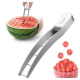 Watermelon Cutter Slicer,Stainless Steel Watermelon Cube Cutter Quickly Safe Watermelon Knife,Fun Fruit Knives Salad Melon Baller for Kitchen Gadget