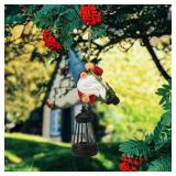 WONDHOME Solar Hanging Gnome Garden Statue Climbing Rope Gnome with LED Lantern Outdoor Decor Tree Hugger Yard Porch Wall Decoration Halloween Christmas Gardening Gift for Mom Women