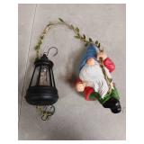 WONDHOME Solar Hanging Gnome Garden Statue Climbing Rope Gnome with LED Lantern Outdoor Decor Tree Hugger Yard Porch Wall Decoration Halloween Christmas Gardening Gift for Mom Women