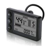Electric Bike LCD Display Meter, 24V 36V 48V E Bike Display Meter Control Panel with Waterproof Plug Conversion Kit for Electric Scooter 22.2mm/0.9in Handlebars