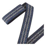 MAYJOYDIY 5 Yard Black Boho Jacquard Ribbon 2inch Woven Ethnic Geometric Ribbon Trim Vintage Embroidery Polyester Ribbons for Sewing, Handmade Bag, Gift Wrapping, Clothing Decoration