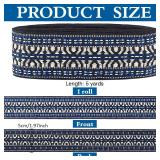 MAYJOYDIY 5 Yard Black Boho Jacquard Ribbon 2inch Woven Ethnic Geometric Ribbon Trim Vintage Embroidery Polyester Ribbons for Sewing, Handmade Bag, Gift Wrapping, Clothing Decoration
