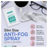 Anti Fog Lens Cleaner Spray Kit | (4) 20ml Slim Travel Size Anti Fog Glasses Cleaner Bottle + (4) Microfiber Cloth for Eyeglasses, Mirror, Sunglasses Eyeglass Defogger Spray Cleaning Kit (8 Piece Set)