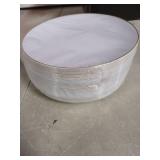 Nervure 50Pieces White with Gold Rim Plastic Plates - 7.5inch Disposable Gold Salad/Dessert Plate - White and Gold Plastic Plates Ideal for Wedding & Party & Thanksgiving