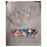 Soulchen 7 Pcs Paint Your Own Mug Kit DIY Mug Painting Kit Include 2 Paintable Mugs 2 Paintbrush 2 Acrylic Paints 12 Color and 1 Palette Tray Coffee Cup Decorating Set Craft Project(Clear,Glass)