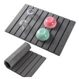 Oxydrily Stone Drying Mat for Kitchen Counter, Large Dark Gray Foldable Diatomaceous Earth Dish Drying Mat, Quick-Dry Absorbent Bath & Countertop Mat for Dishes Bottles Cups 23"x15.3"