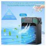 Portable Air Conditioners,4-in-1 Evaporative Air Cooler with 3 Speeds, 3 Modes & 7 LED Light Cooling Fan with Remote, 2-8H Timer, 1200ML Personal Mini Air Conditioner for Bedroom and Office