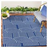 Anidaroel Outdoor Rug 5x8 Waterproof, Reversible Rainbow Outdoor Plastic Straw Outside Area Rugs, Portable Camping Rug for RV, Porch, Balcony, Backyard, Camper, Pool Deck (Navy Blue,5x8