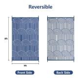Anidaroel Outdoor Rug 5x8 Waterproof, Reversible Rainbow Outdoor Plastic Straw Outside Area Rugs, Portable Camping Rug for RV, Porch, Balcony, Backyard, Camper, Pool Deck (Navy Blue,5x8