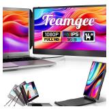 Teamgee S1 Dual Laptop Screen Extender 14 FHD IPS Portable Monitor for 13-17 Laptops, USB-C/HDMI Plug & Play, Compatible with Windows, macOS & Android, Perfect for Hybrid Work & Travel