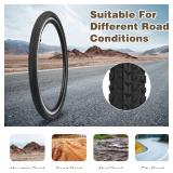 MAKELEN 2 Pack 26x1.5 Bike Tire with Tubes City Bike Tire Mountain Bike Vintage Bicycle Tire Compatible Replacement Bicycle Tire (Black (2 Tires & 2 Tubes), 26x1.5)
