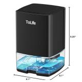 ToLife Dehumidifiers for Home 30 OZ Water Tank with Auto-Off, Portable Small Dehumidifier for Room, Bathroom, Bedroom, RV, Closet 500 sq.ft, 7 Colors LED Light, Black, TZ-C1