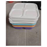 KEMETHY 6 Pcs Bento Snack Containers, Reusable 4 Compartment Food Storage Container with Lids, Divided Lunchable Container, Freezer, Microwave & Dishwasher Safe (6 Color)