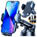 HTU [True Military-Grade] 2025 Upgraded Car Phone Holder Safety Certs & No Smell Cell Phone Holder for Car Mount for Dashboard Windshield Air Vent Long Arm Thick Case,Black