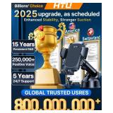 HTU [True Military-Grade] 2025 Upgraded Car Phone Holder Safety Certs & No Smell Cell Phone Holder for Car Mount for Dashboard Windshield Air Vent Long Arm Thick Case,Black